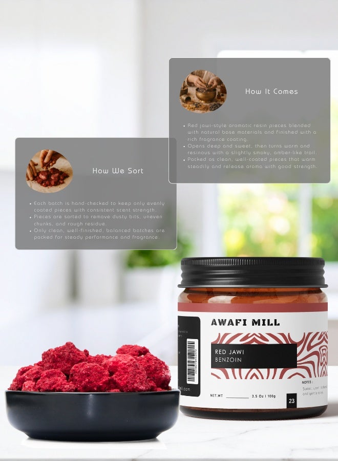 أباميك راتنج بخور الجاوي الأحمر (البنزوين) من شركة أوافي ميل 100 غرام (3.5 أونصة) | لبان جاوي "صمغ بنيامين الأحمر" من نبات ستيراكس. - Image 4